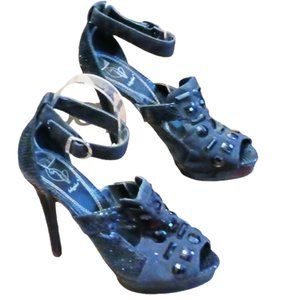 Baby Phat women black heels platform ankle strap Size 7B